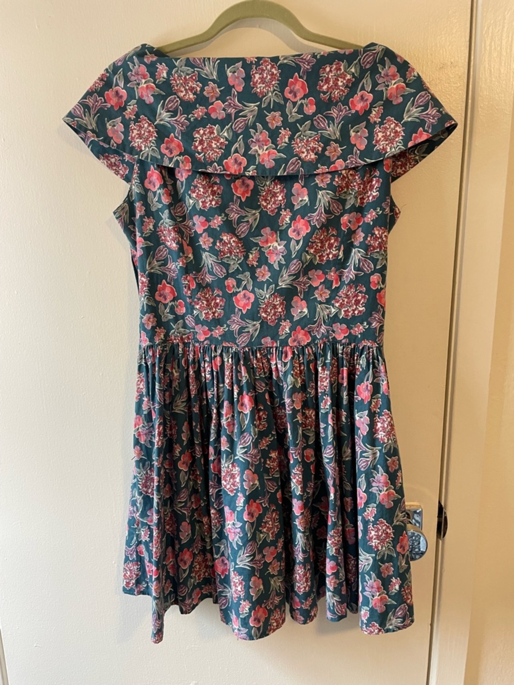 Laura Ashley Teal Floral Tie-Front Casual Girls' Dress - Picture 2 of 6